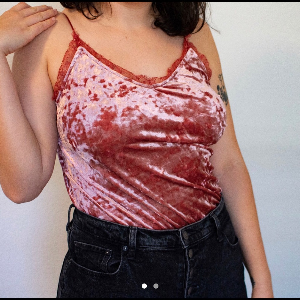 Vintage Style Pink Velvet Tank